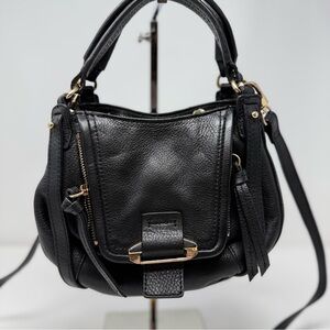 Kooba Mini Jonnie Black Pebbled Leather Crossbody Satchel Bag